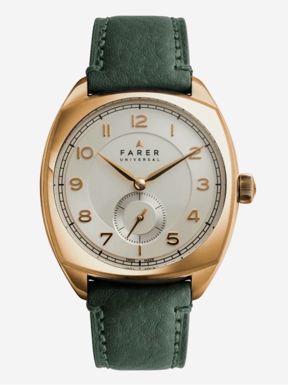 Farer Lethbridge Gold Men’s Watch in Gold PVD with Green Leather Strap